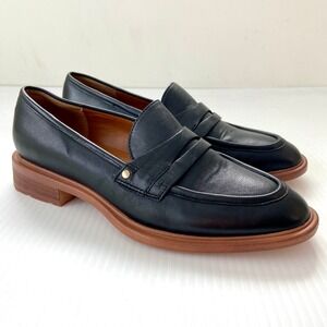 Franco Sarto Edith 2 Penny Loafer Black Leather Womens 7M